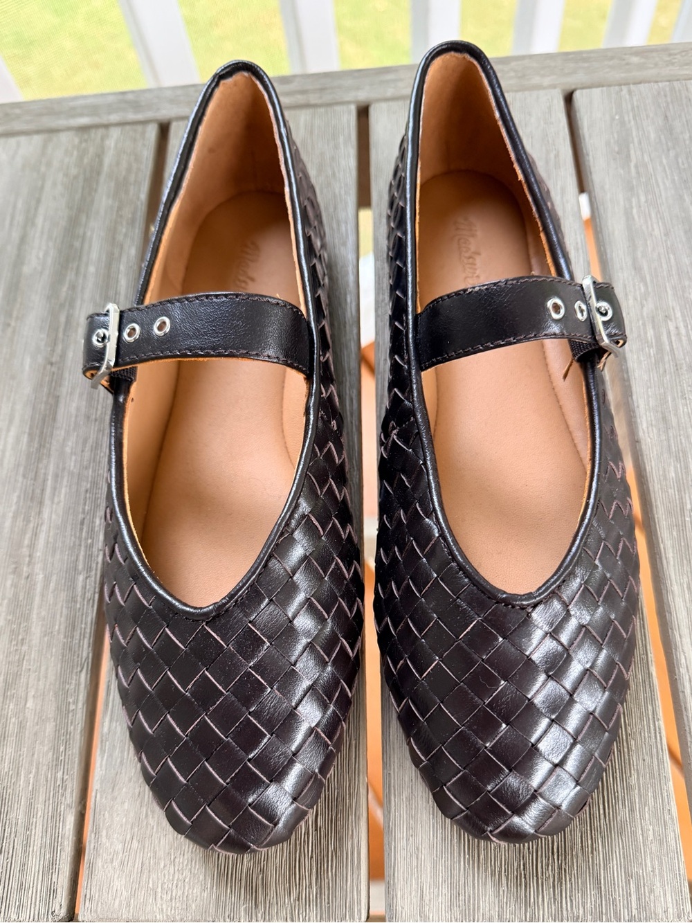 Madewell - The Remy Mary Jane Flat in Woven Leather - Picture 2 of 11